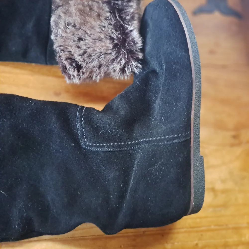 Sam Edelman Orlando Over the Knee Suede Boots Women's Size 7.5 Faux Fur Cuff